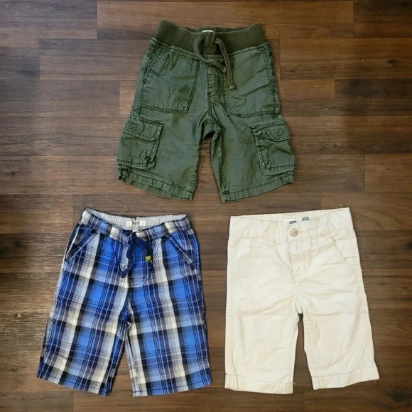 Lot of 3 Boys Green Blue Shorts 3T Jeans Pockets White Old Navy Ruum Cargo - Picture 1 of 10
